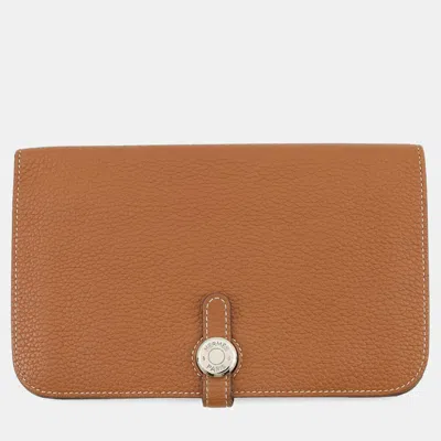 Pre-owned Hermes Dogon Gold Togo Leather In Brown