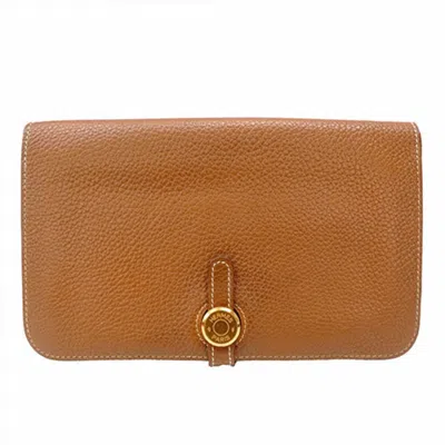 Pre-owned Hermes Dogon Leather Wallet () In Brown