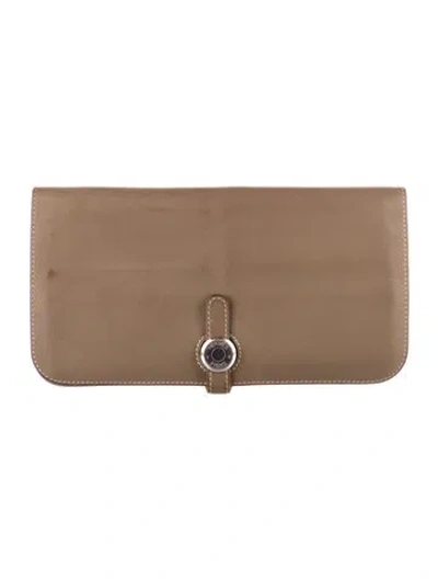 Pre-owned Hermes Dogon Long Wallet In Brown