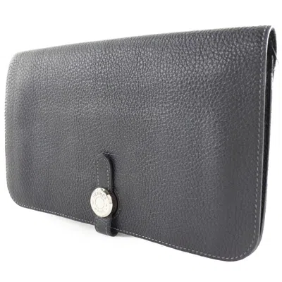 Pre-owned Hermes Hermès Dogon Navy Leather Wallet  ()