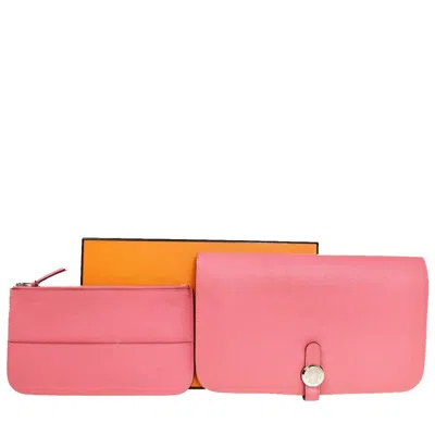 Hermes Hermès Dogon Pink Leather Wallet  () In Multi