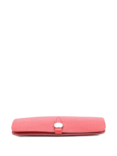 Pre-owned Hermes Dogon Recto Verso Wallet Leather Small Wallets In Red