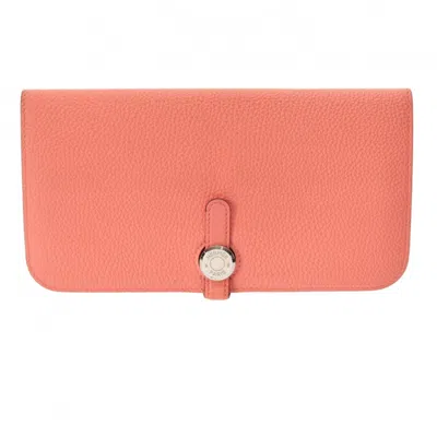 Pre-owned Hermes Dogon Rose Pink Togo Leather Long Bill Wallet (bi-fold) ()