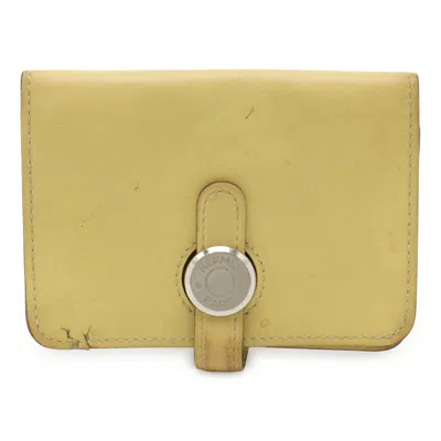 Pre-owned Hermes Dogon Soufre Swift Leather Coin Purse/coin Case () In Yellow