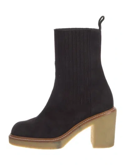 Pre-owned Hermes Donia Suede Sock Boots In Black