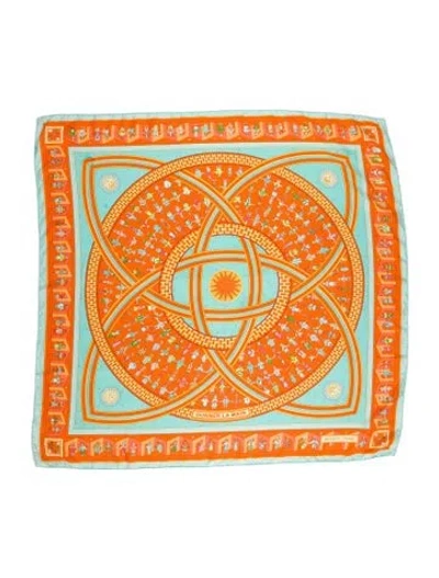 Pre-owned Hermes Donner La Main Silk Scarf In Orange