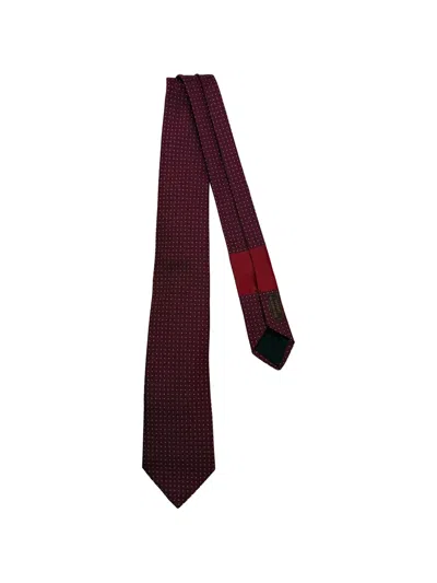 Pre-owned Hermes Dot Silk Tie In Red