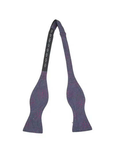 Pre-owned Hermes Dotted Waves Jacquard Bow Tie In Purple