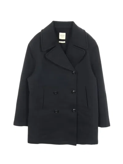 Pre-owned Hermes Double-breasted Cashmere Coat In Black