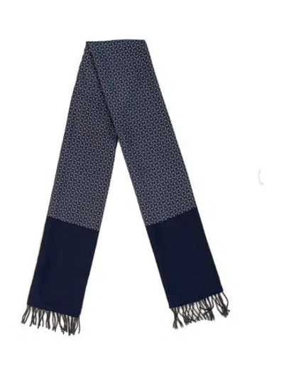 Pre-owned Hermes Double Face Cashmere Muffler In Blue