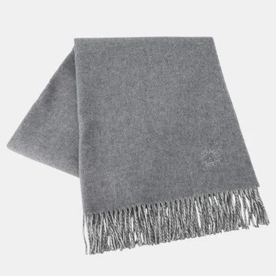 Pre-owned Hermes Double Face Scarf Gris Flannel / Ivory Coast Cashmere 100% In Gray