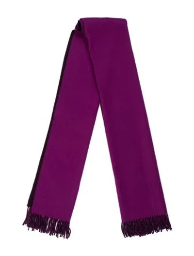 Pre-owned Hermes Double Face Stole Cashmere Scarf In Blue/purple
