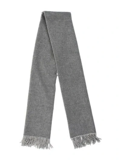 Pre-owned Hermes Double Face Stole Cashmere Scarf In Grey