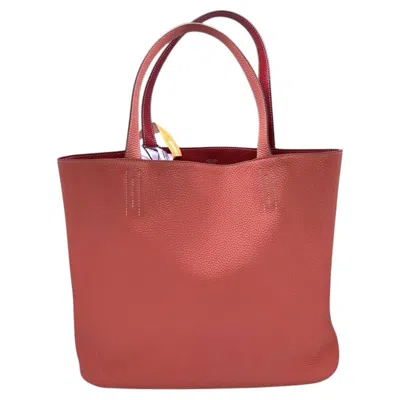 Pre-owned Hermes Double Sens 35 Reversible Tote Bag, P Square Stamp In Pink