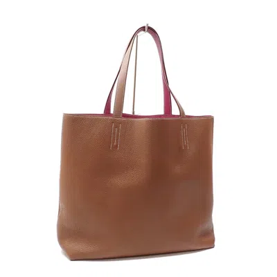 Hermes Double Sens Leather Tote Bag () In Brown