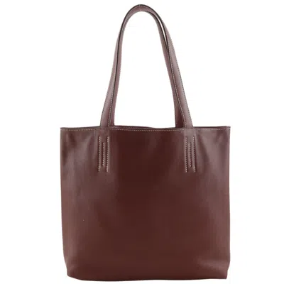 Pre-owned Hermes Double Sens Tote Veau Sikkim Burgundy Leather Tote Bag Bag ()