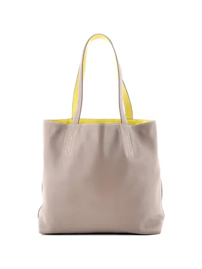 Pre-owned Hermes Double Sens Veau Sikkim 28 Tote Bag In Gray