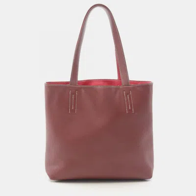 Pre-owned Hermes Double Sense 28 Bordeaux Sikkim Leather Tote Bag In Red