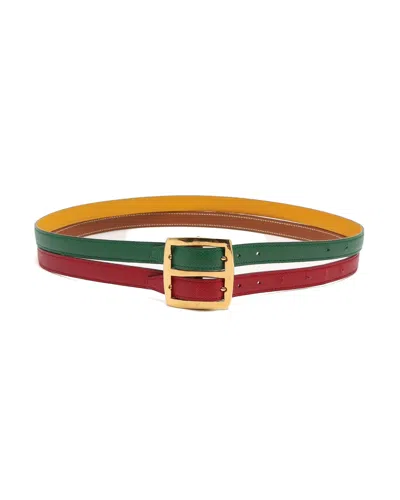Pre-owned Hermes Hermès Double Strap Belt, Size 80