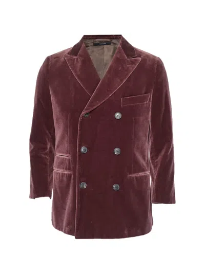 Pre-owned Hermes Double-breasted Velvet Blazer In Red