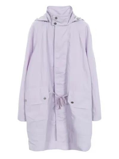 Pre-owned Hermes Drawstring Hooded Coat In Purple