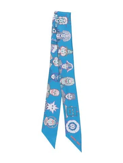 Pre-owned Hermes Dress Code Silk Twilly Scarf In Blue