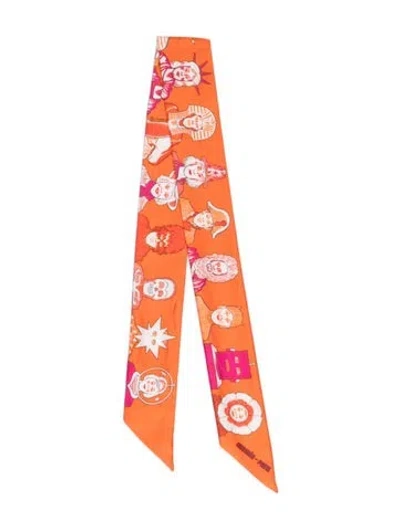 Pre-owned Hermes Dress Code Silk Twilly Scarf In Orange