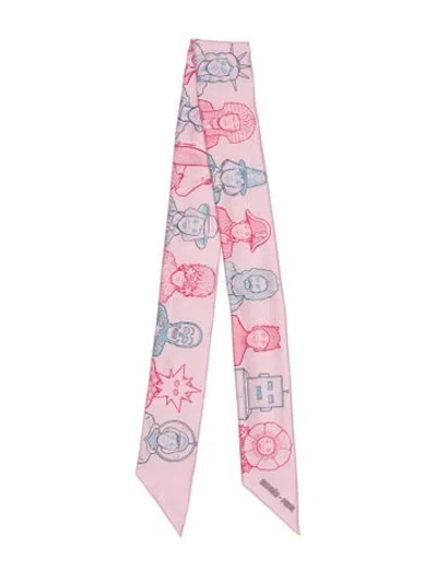 Pre-owned Hermes Dress Code Silk Twilly Scarf In Pink