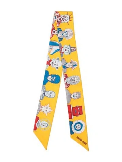 Pre-owned Hermes Dress Code Silk Twilly Scarf In Yellow