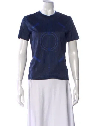 Pre-owned Hermes "dressage Tressage" Printed T-shirt In Blue