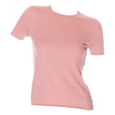 Pre-owned Hermes Hermès Dusty Pink Cashmere Crewneck Button-detail Short Sleeve Tee