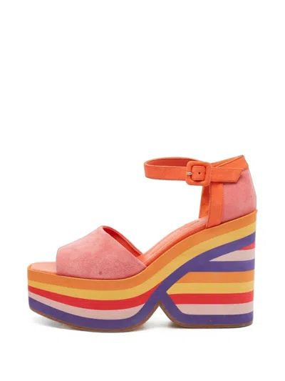 Pre-owned Hermes Early 65 Wedge Sandals In Orange
