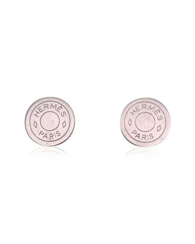 Pre-owned Hermes Hermès Earrings Clou De Selle (authentic Pre-loved) In Pink