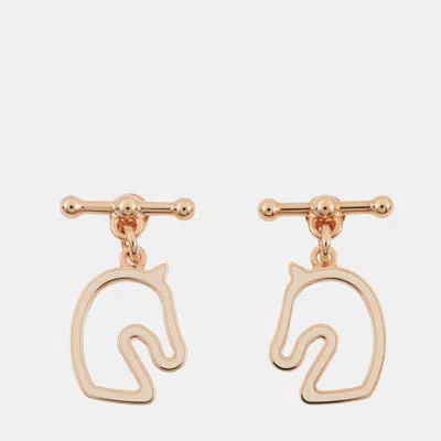 Pre-owned Hermes Earrings Tonnerre Claim Gold Plated Lacquer