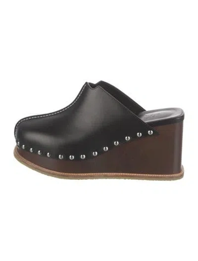 Pre-owned Hermes Earth Leather Mules In Black