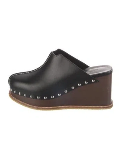 Pre-owned Hermes Earth Leather Mules In Black