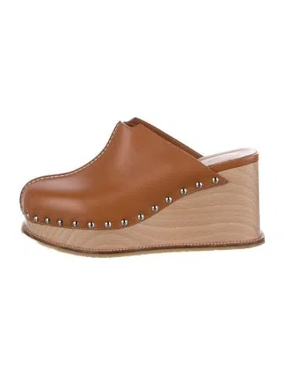 Pre-owned Hermes Earth Leather Mules In Brown