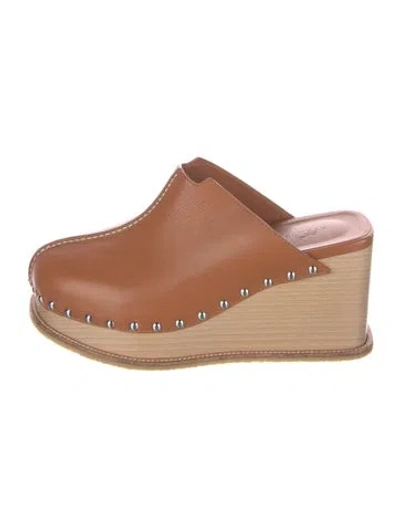 Pre-owned Hermes Earth Leather Mules In Brown