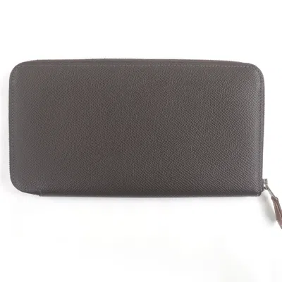 Pre-owned Hermes Ebene Epsom Leather Long Wallet (bi-fold) () In Brown