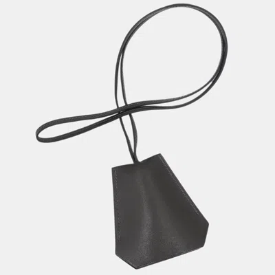 Pre-owned Hermes Ebene Gulliver Leather Clochette Necklace Pendant