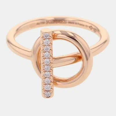 Pre-owned Hermes Echappee 18k Rose Gold Diamond Women's Ring Pm