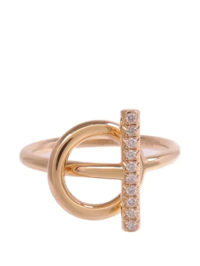 Pre-owned Hermes Echappee Diamond Ring In Pink