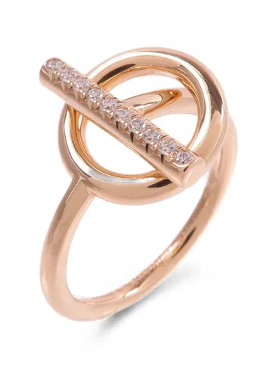 Pre-owned Hermes Echappee Diamond Ring In Pink