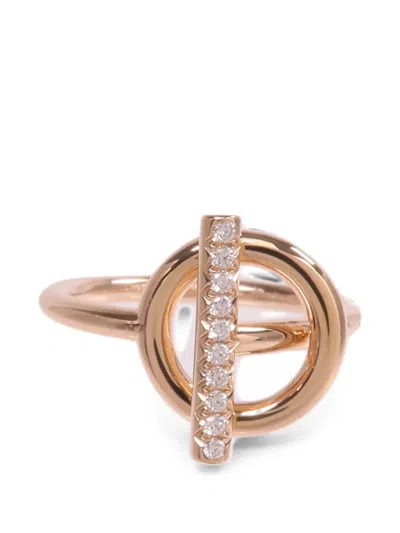 Pre-owned Hermes Echappee Diamond Ring In Pink