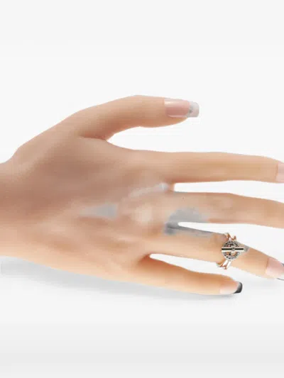 Pre-owned Hermes Echappee Diamond Ring In Silver