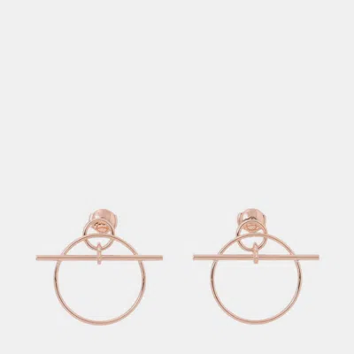 Pre-owned Hermes Echappee Loop Earrings Size Pm 18k Pink Gold