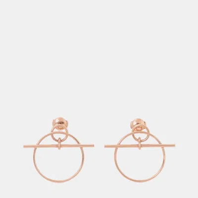 Pre-owned Hermes Echappee Loop Earrings Size Pm 18k Pink Gold
