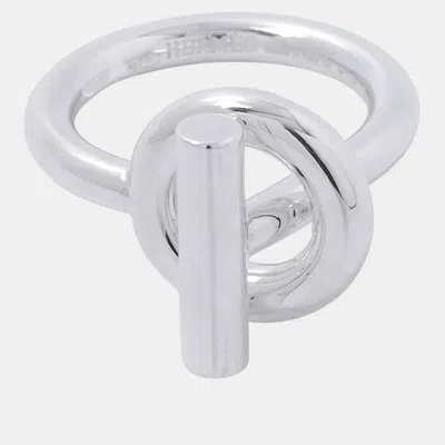 Pre-owned Hermes Echappee Ring Mm Silver 925 Sterling Silver Women's Ring Size 54