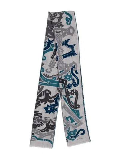 Pre-owned Hermes Echrape Cashmere Scarf In Gray