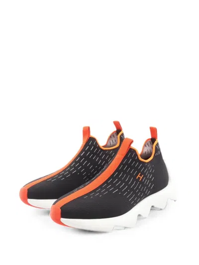 Pre-owned Hermes Eclair Slip-on Sneakers In Black
